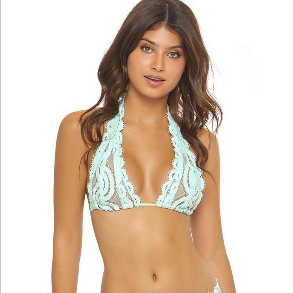PILYQ Water Lily Swim Halter Bikini Top